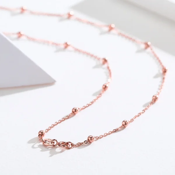 Rose Gold Cross Beaded Chain Necklace