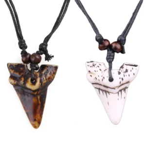 Tribal Wood Shark Tooth Necklace