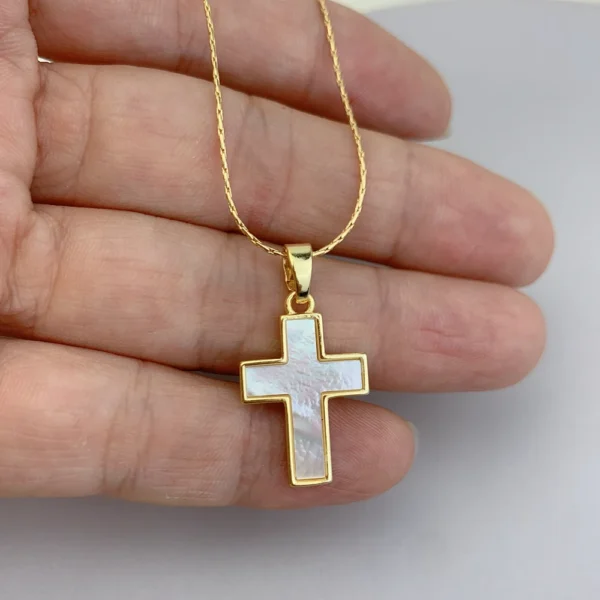 Gold-Cased Mother of Pearl Crucifix