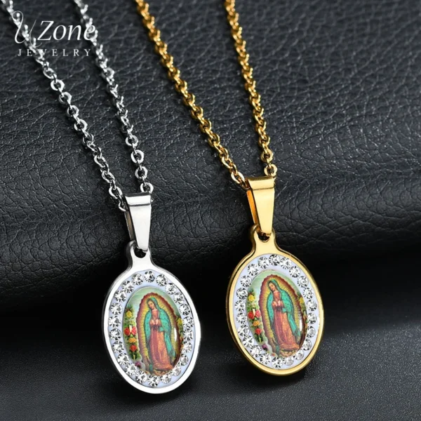 Uzone Virgin Mary Rhinestone Pendant