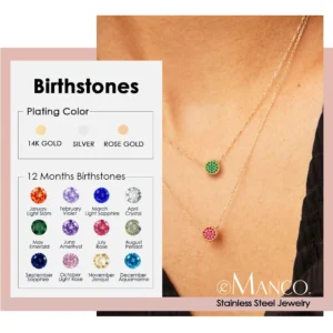 eManco Zirconia Birthstone Necklace