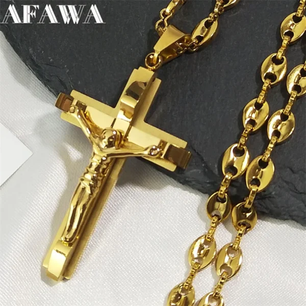 AFAWA Gold Crucifix Necklace