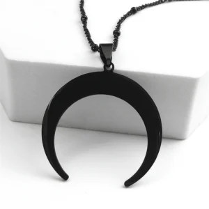 Gothic Stainless Steel Moon Necklace