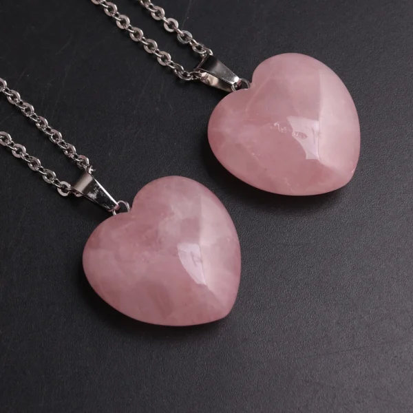 25mm Heart Shaped Rose Quartz Stone Necklace