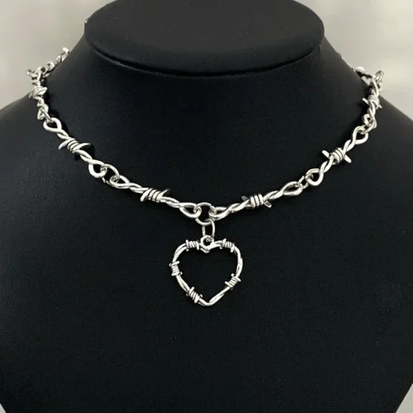 Wired Iron Heart Choker Necklace