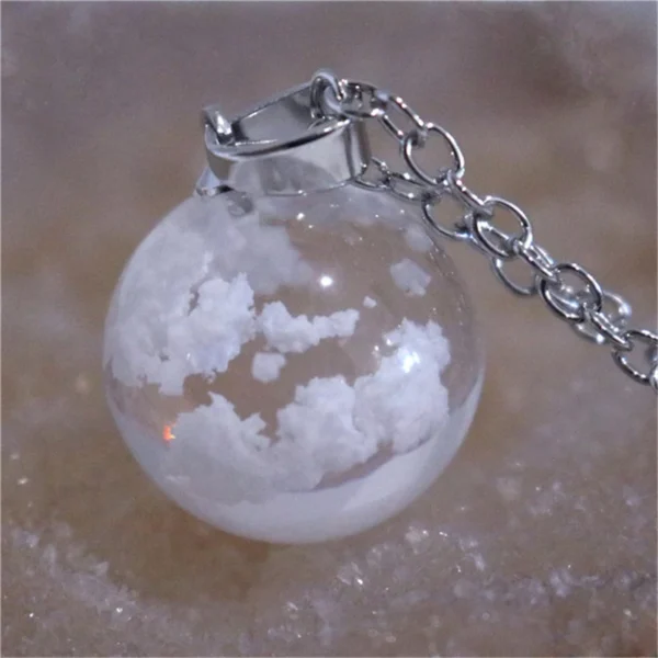 Noctilucent White Cloud Ball Necklace